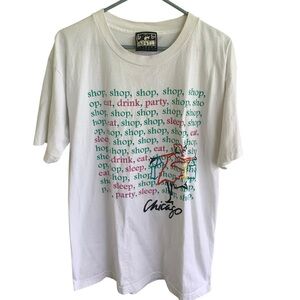 Vintage Tee Shirt Chicago Adult Size Large White 90s Double B Santa Fe Tag